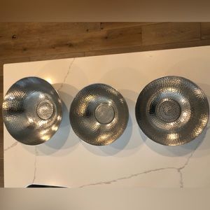 Threshold Hammered Metal Serving Bowls